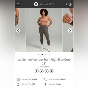 Lululemon Wunder Train HR 23” in carob brown sz 6